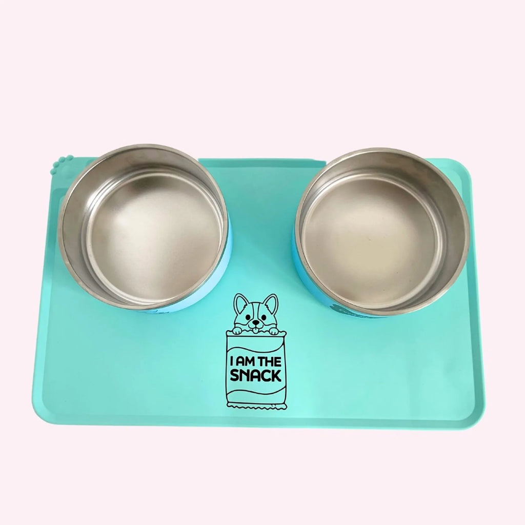 "I Am The Snack" Aqua Dog Food Mat