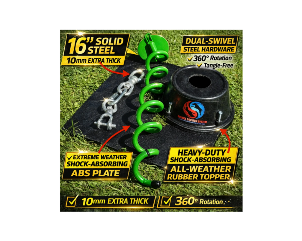Double Dog Run Tangle-free Two Dog Tie Out Stake