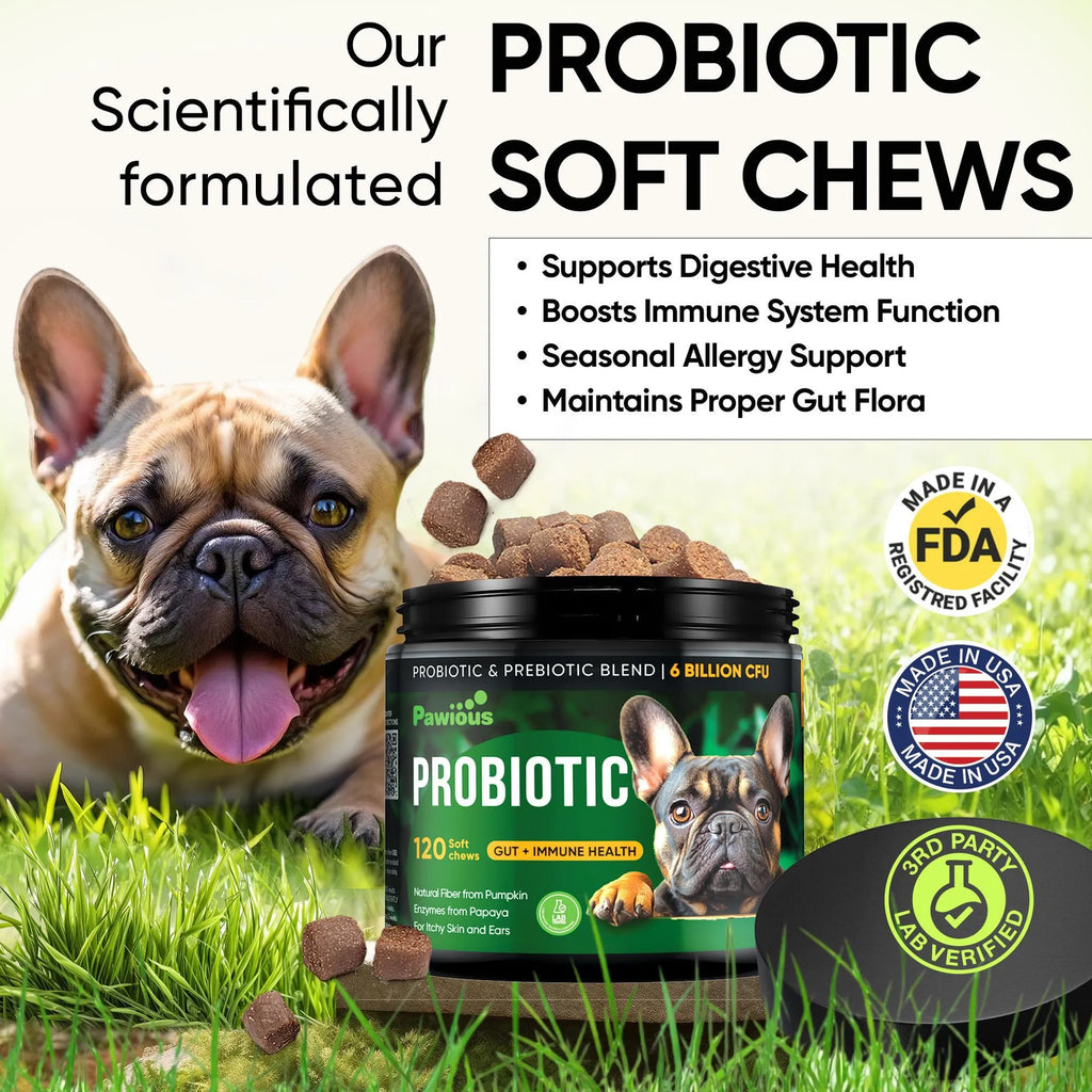 Probiotics for Dogs Digestive Enzymes Gut Flora Digestive Health Immune System Diarrhea Support Itchy Skin Allergies Pumpkin Flaxseed Meal Papaya Powd