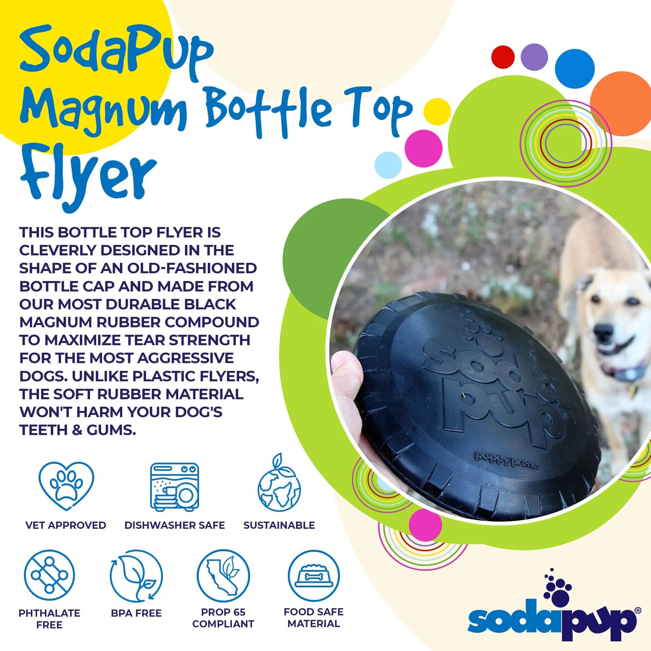 Magnum Bottle Top Flyer Ultra Durable Rubber Retrieving Frisbee