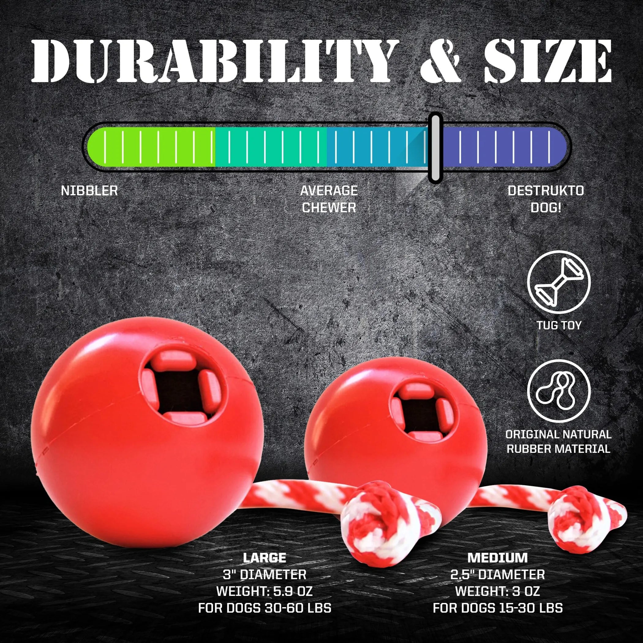 USA-K9 Cherry Bomb Durable Rubber Chew Toy, Treat Dispenser, Reward Toy