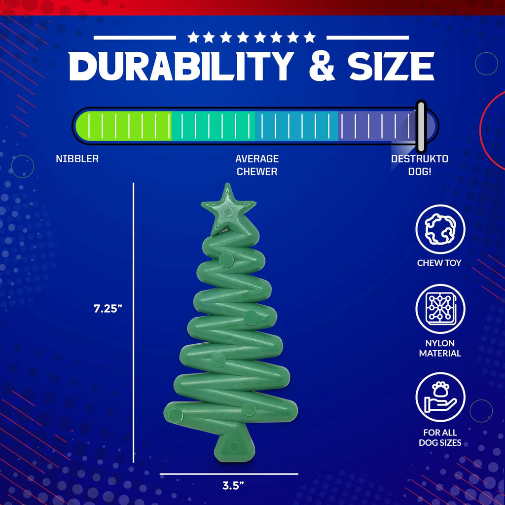 Christmas Tree Nylon Dog Chew Toy for Aggressive Chewers  & FDA Compliant