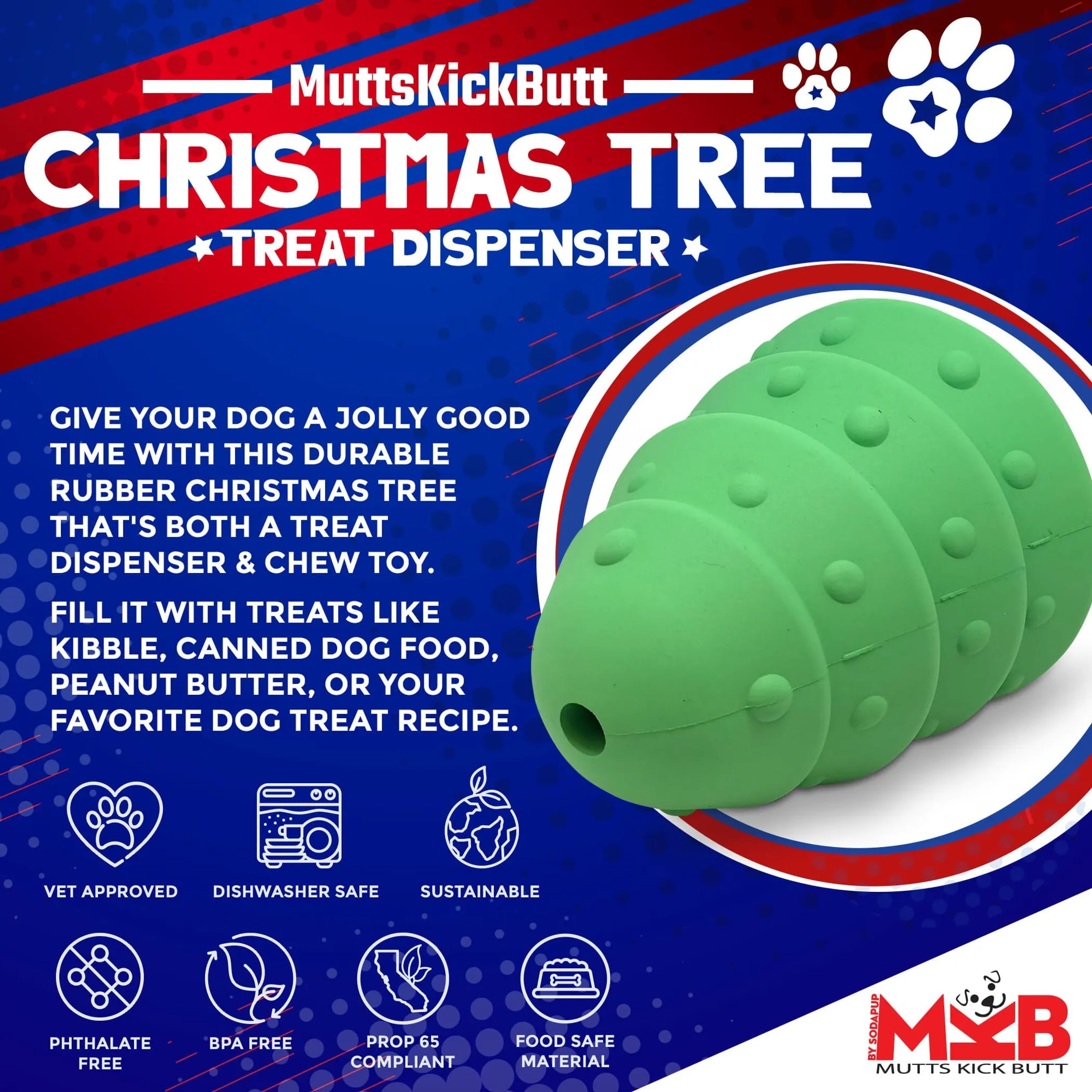 Christmas Tree Dog Toy - Durable Rubber Chew Toy