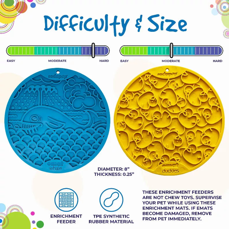 Large Blue Whale & Large Yellow Duckies Bathtub eMat Lick Mat Bundle