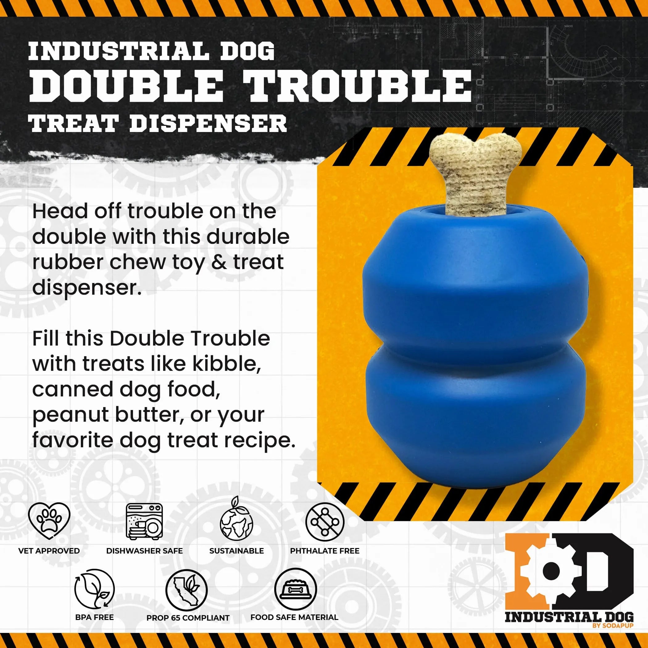 Double Trouble Dog Toy - Dual Chamber Treat Dispenser for Large Dogs