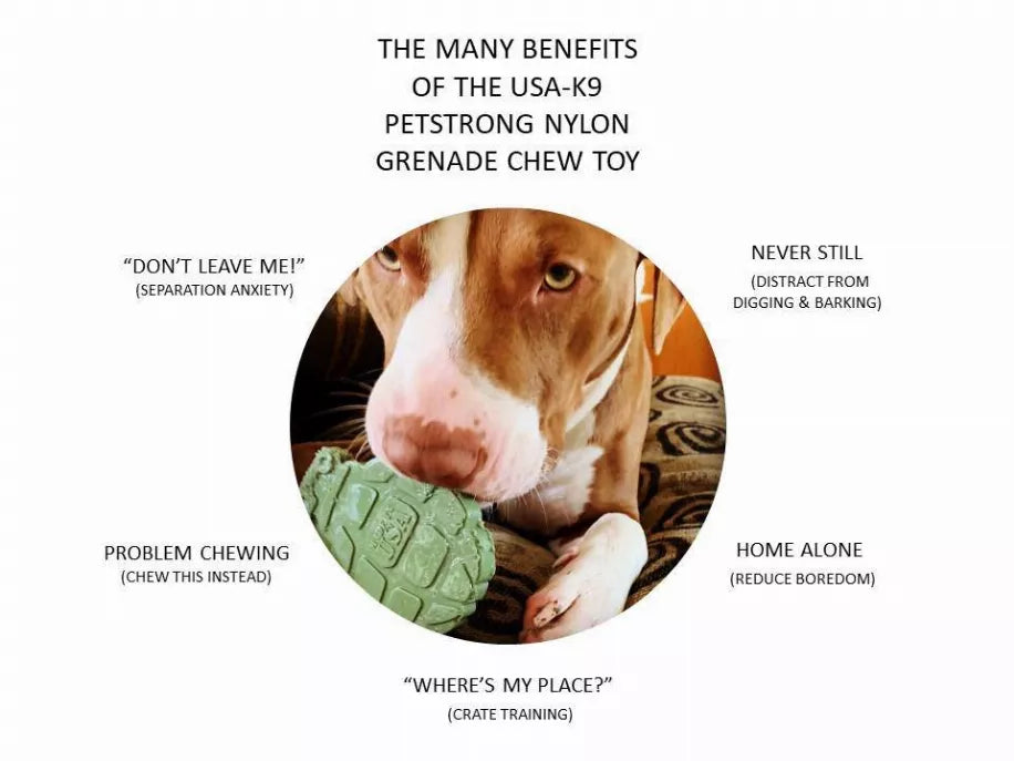 USA-K9 Grenade Ultra Durable Nylon Dog Chew Toy for Aggressive Chewers