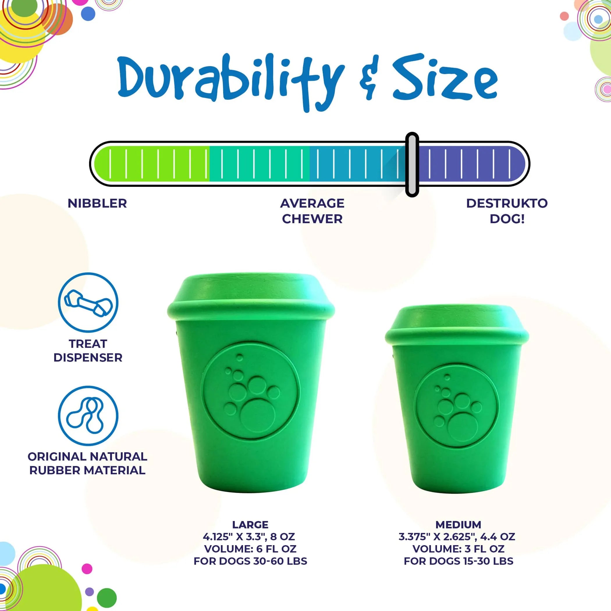 Coffee Cup eDispener Durable Rubber Chew Toy and Treat Dispenser