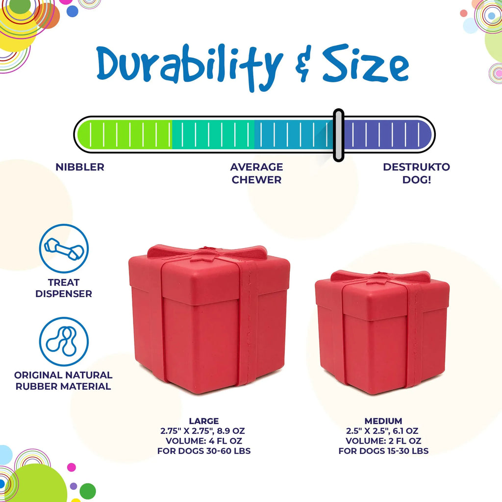 Gift Box eDispenser - Durable Rubber Treat Dispenser for Dogs