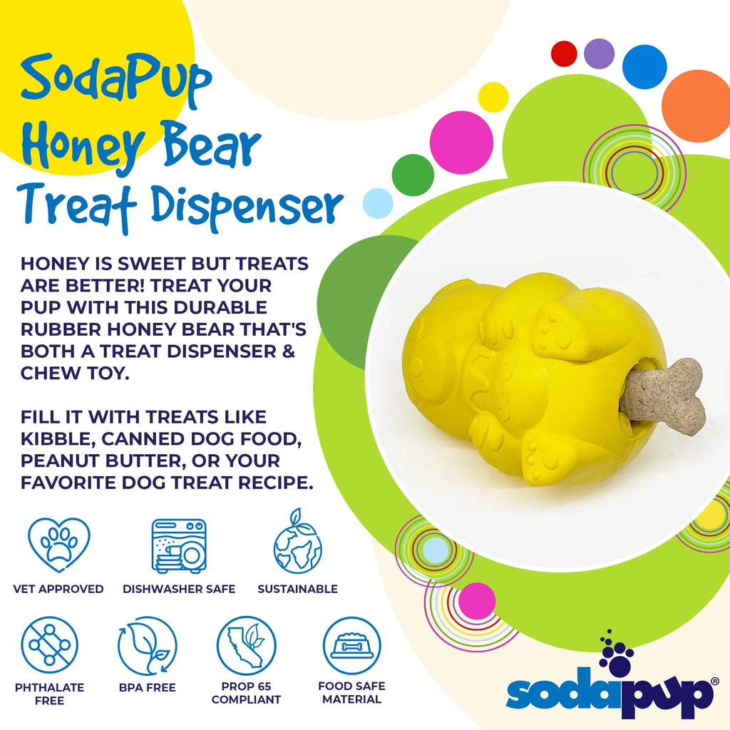 Honey Bear eDispenser - Durable Rubber Treat Dispenser for Dogs