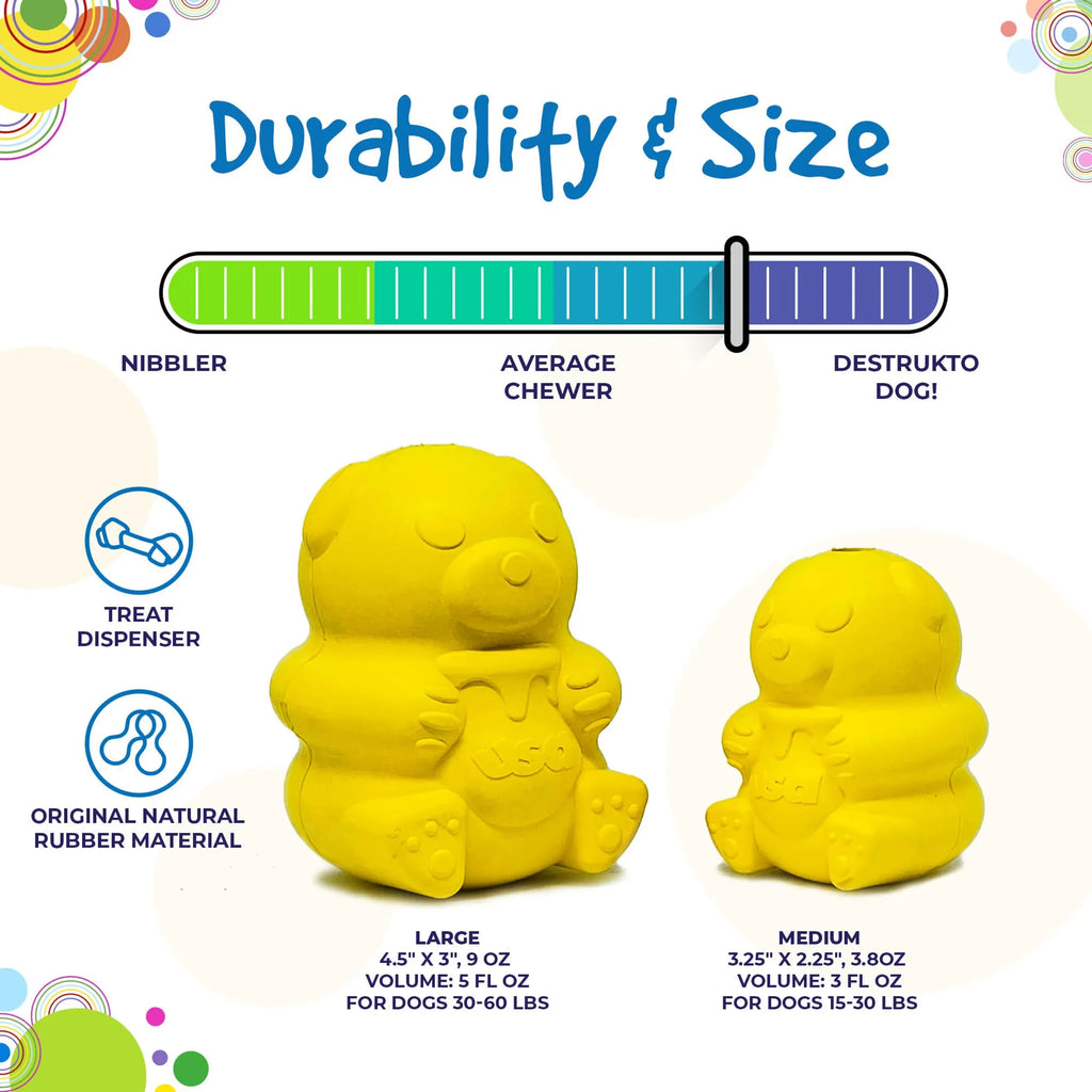 Honey Bear eDispenser - Durable Rubber Treat Dispenser for Dogs