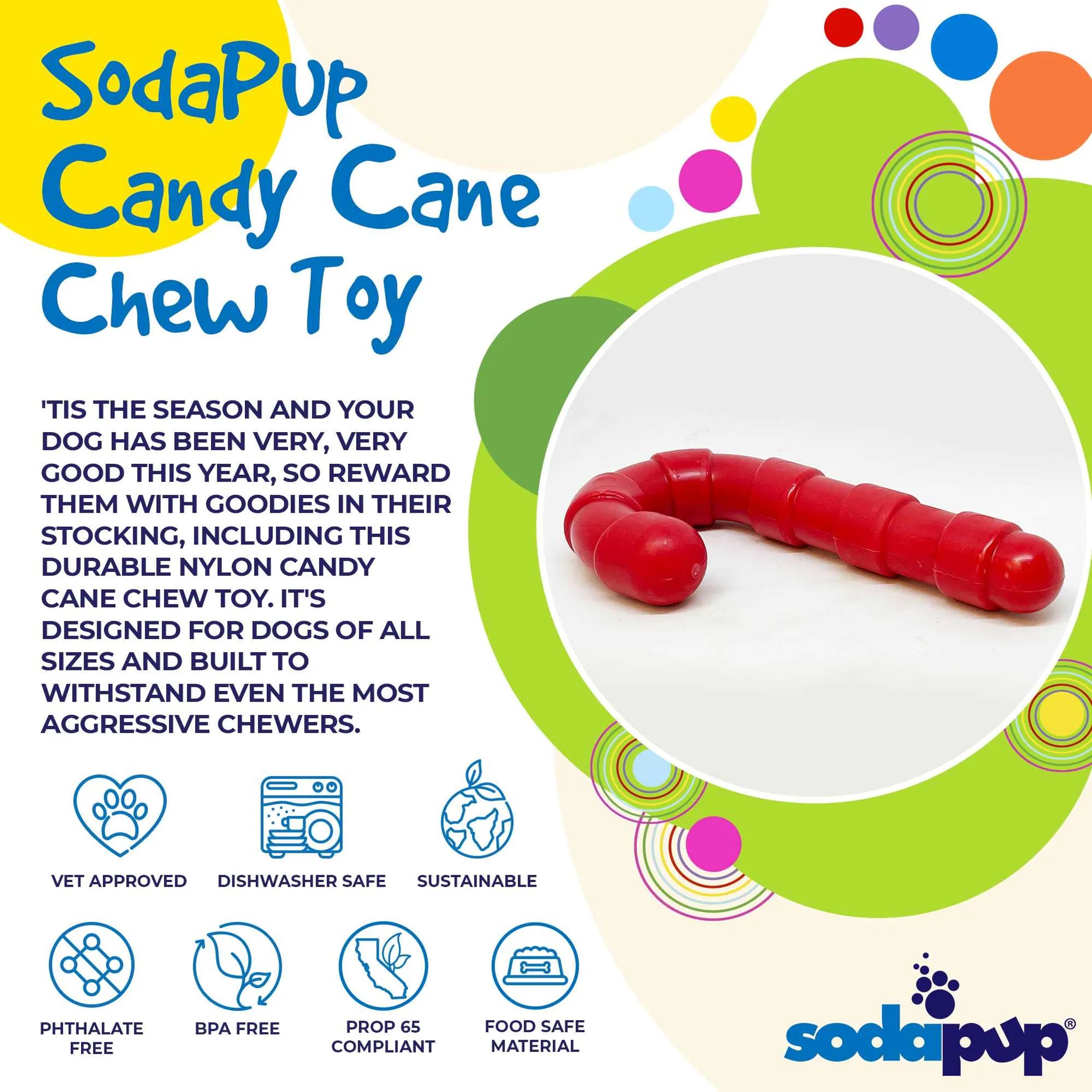 Candy Cane Nylon Dog Toy for Aggressive Chewers