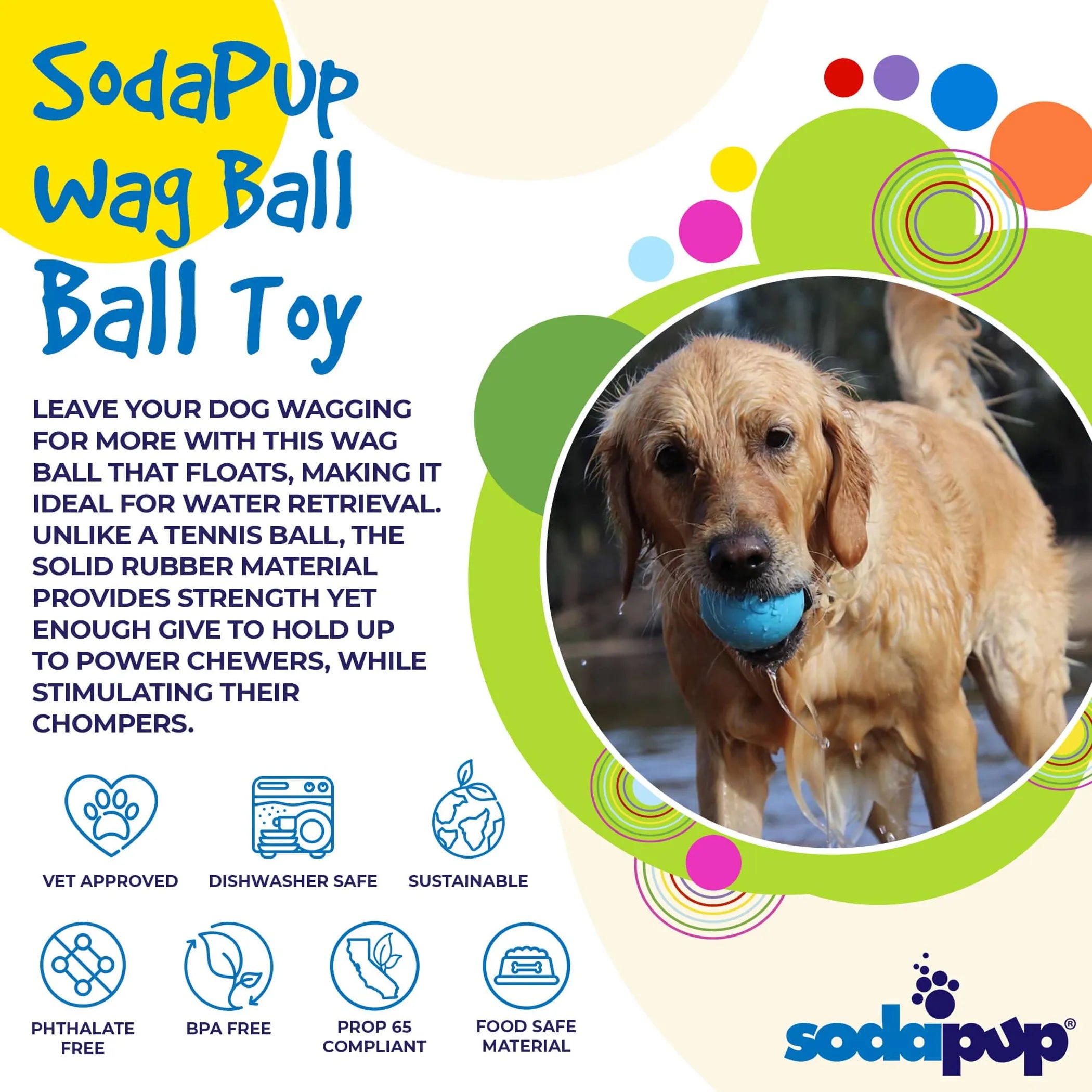 Wag Ball Ultra Durable Synthetic Rubber Chew Toy