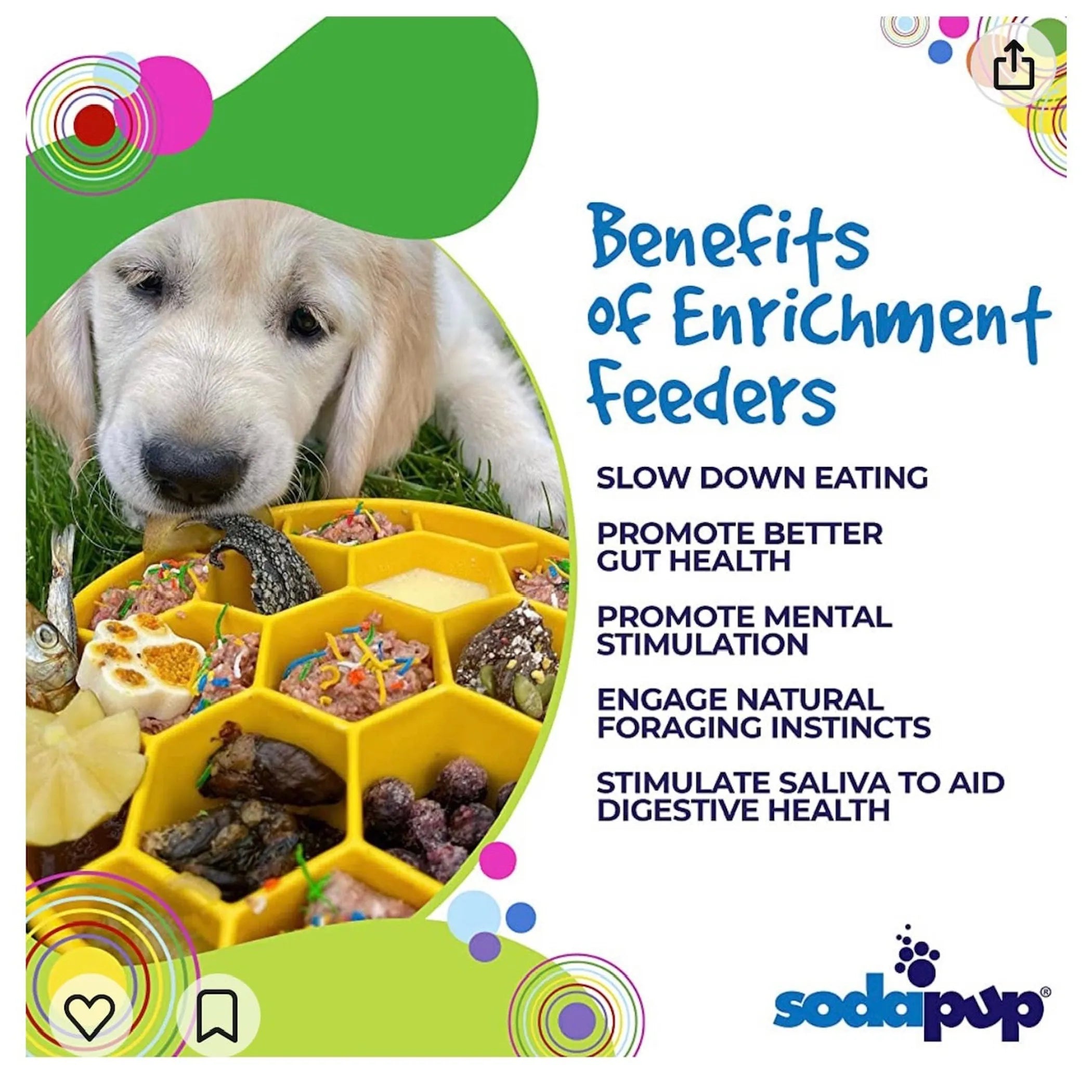 Honeycomb eBowl Deep Slow Feeder Dog Bowl for Enrichment