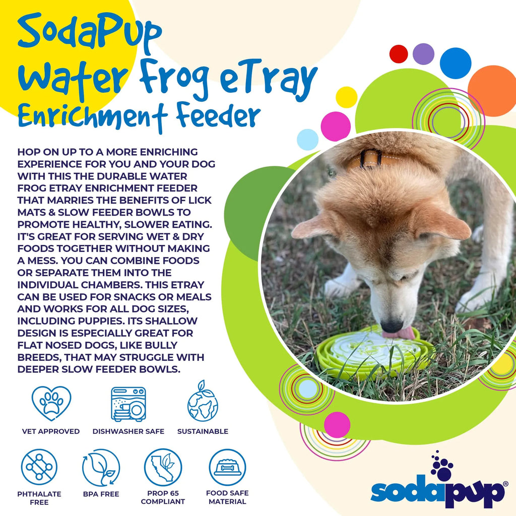 Water Frog eTray - Shallow Slow Feeder Dog Bowl for Enrichment